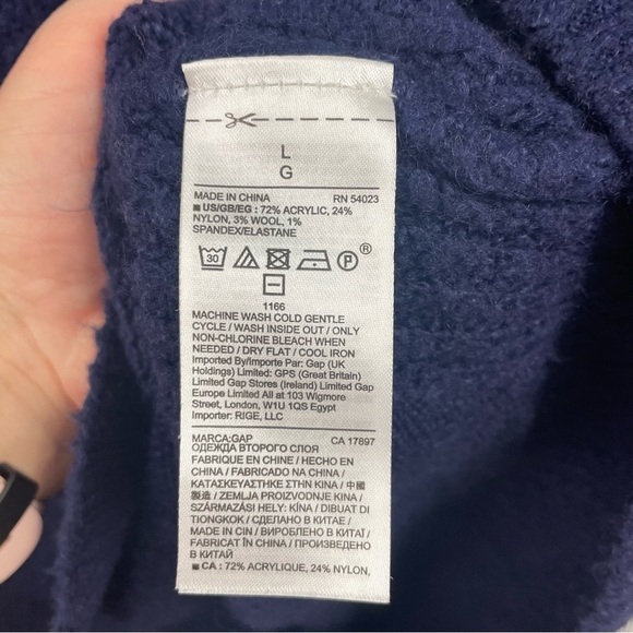 Gap Brushed Turtleneck Navy Wool Blend Relaxed Collar & Sleeves Large - Picture 12 of 14